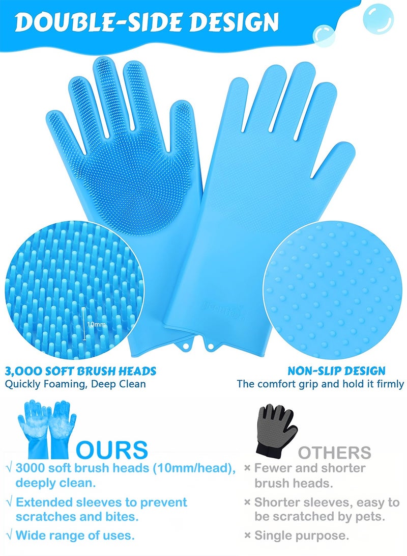 Generic Zafeen Pet Grooming Gloves - Heat Resistant Silicone with High-Density Teeth 5-Finger Design for Dog Cat Bathing Massage  - Image 5