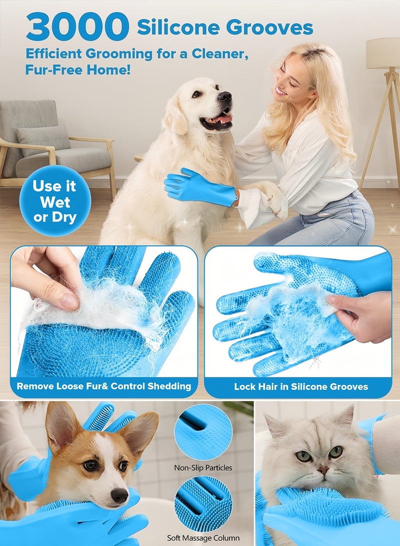 Generic Zafeen Pet Grooming Gloves - Heat Resistant Silicone with High-Density Teeth 5-Finger Design for Dog Cat Bathing Massage  - Image 4