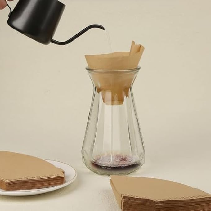 ريحني فلتر القهوة 100 قطعة فلتر قهوة قابل للتخلص من مرة واحدة فلتر قهوة غير مبيض طبيعي وورق فلتر قهوة لجهاز صب فوق ماكينة القهوة - Image 3