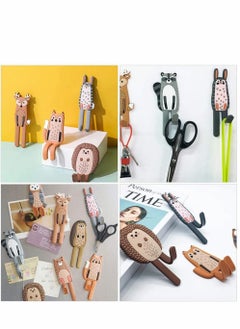 Excefore Multifunction Cartoon Animal Magnetic Refrigerator Hook Sticker, 4Pcs Refrigerator Traceless Hooks Fridge Magnet Hanging Hook White Board Lockers Surface (Fox + Hedgehog + Owl + Rabbit)  - Image 4