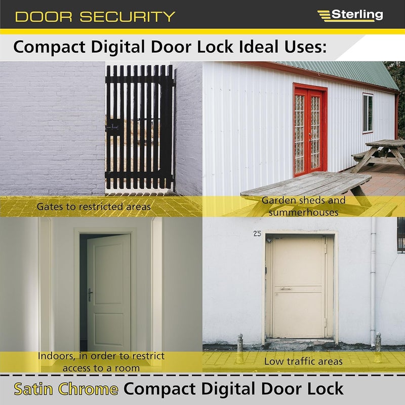 Sterling S2200V Compact Digital Door Lock with 10-Push Button - Satin Chrome - Image 5