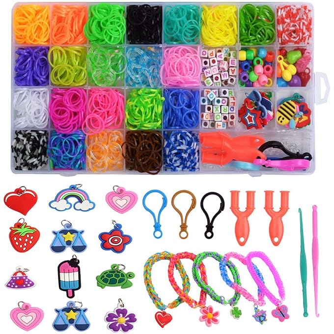 Colorful Rubber Bands Making Kit - 1500 DIY Rubber Band Refill Set, Loom Bands 23 Colors with Other Accessories and Storage Box, Friendship Bracelet Making Kit, Birthday Gifts for Kids Girls
