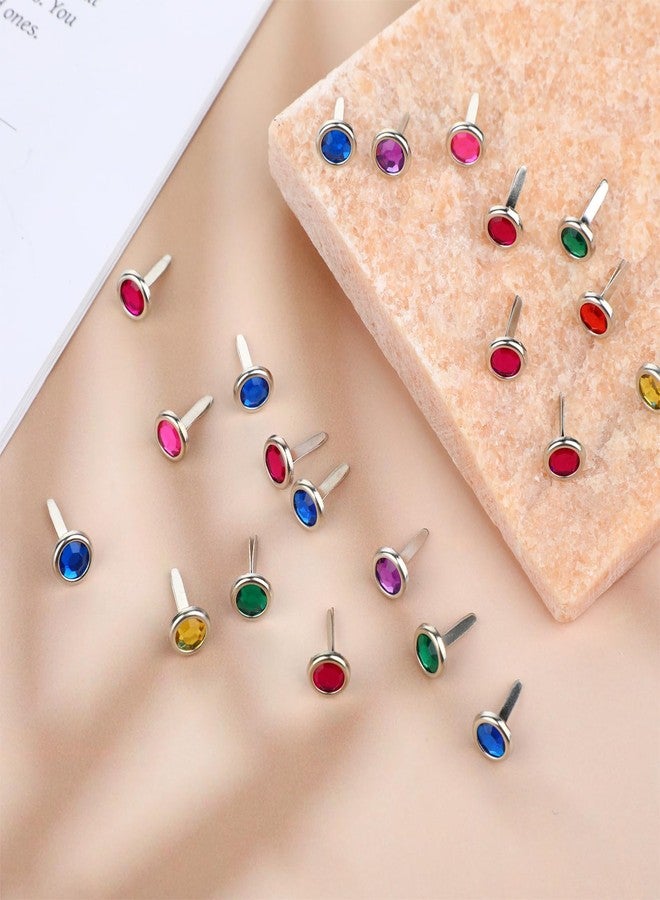 Hariendny 150 PCS Brads Paper Fasteners Colorful Gem Split Pins, Brass Mini Brads Paper Crafts Fixed Paper Crafts, Brads Paper Fasteners for Schools, Handicrafts, Festivals(0.3 * 0.6inch) - Image 4