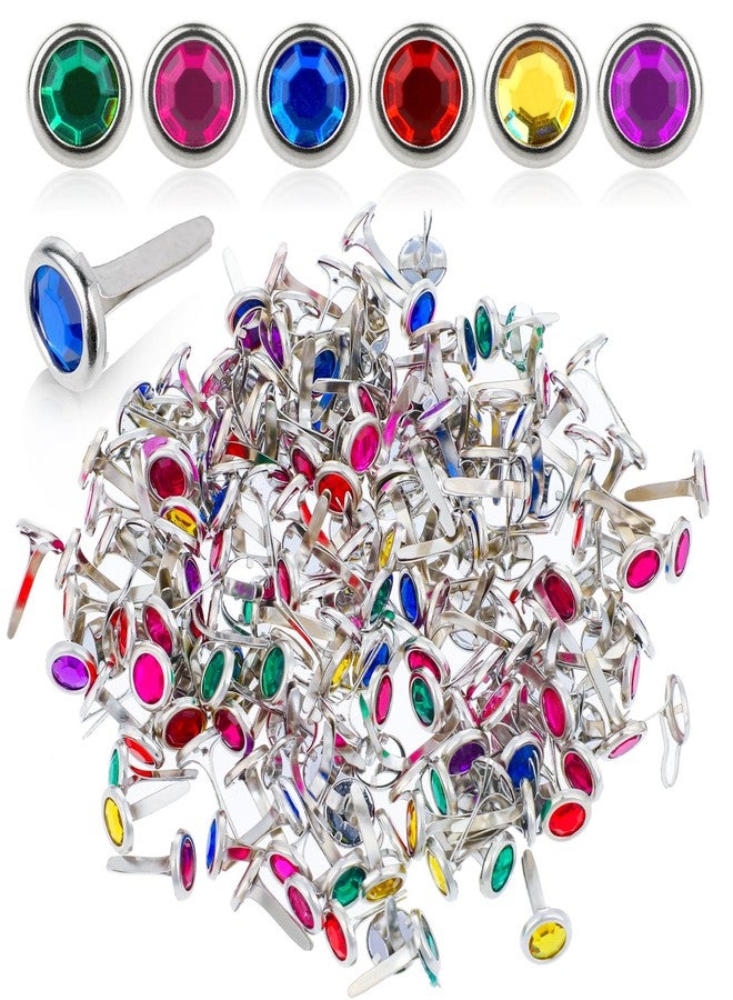 Hariendny 150 PCS Brads Paper Fasteners Colorful Gem Split Pins, Brass Mini Brads Paper Crafts Fixed Paper Crafts, Brads Paper Fasteners for Schools, Handicrafts, Festivals(0.3 * 0.6inch) - Image 1
