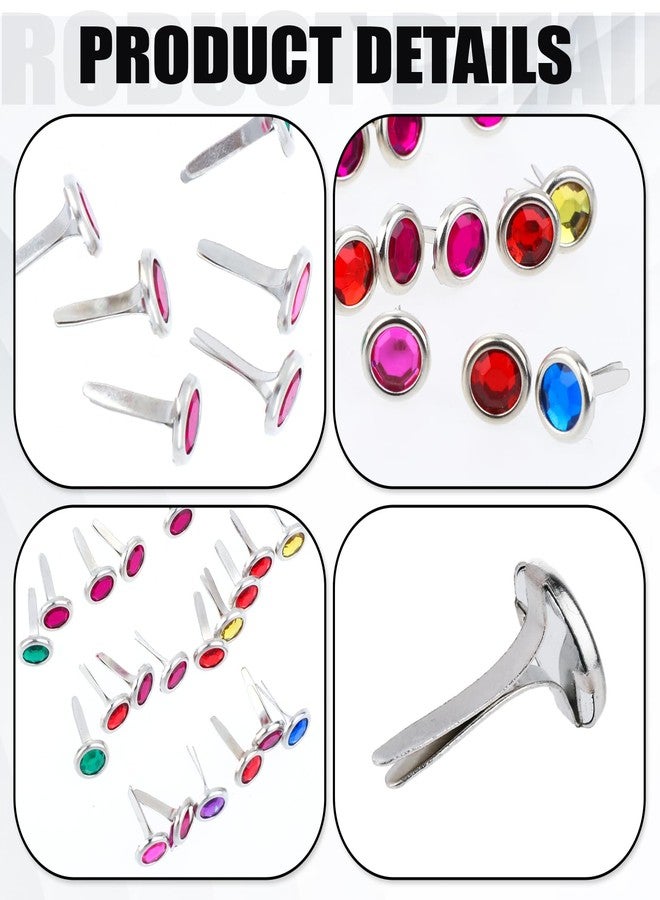 Hariendny 150 PCS Brads Paper Fasteners Colorful Gem Split Pins, Brass Mini Brads Paper Crafts Fixed Paper Crafts, Brads Paper Fasteners for Schools, Handicrafts, Festivals(0.3 * 0.6inch) - Image 5