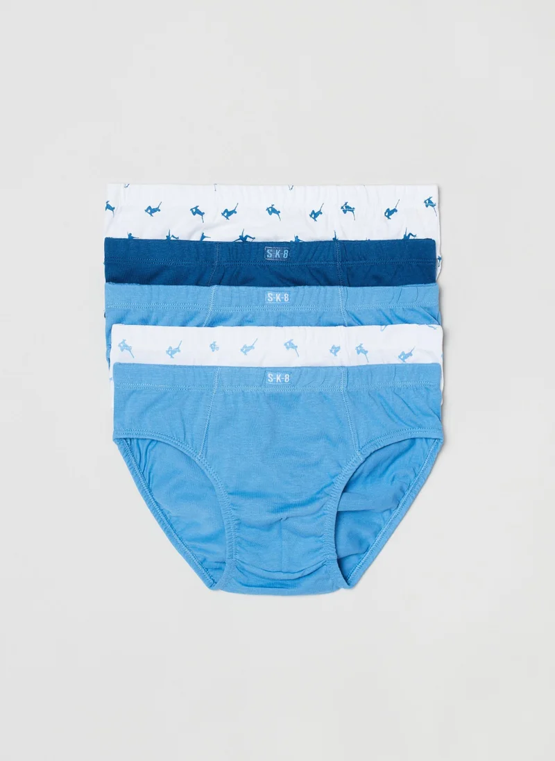 او في اس Five-pack briefs with skater print