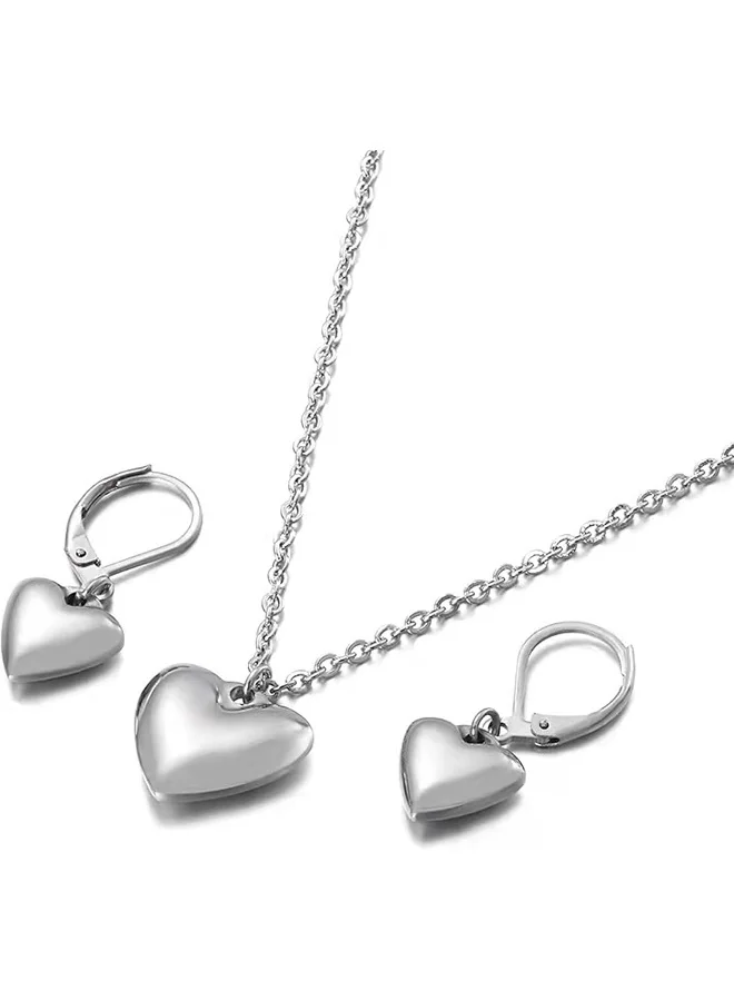 Lee Cooper Women'S Stainless Steel Silver Plating Jewelry Set (Necklace + Earrings)