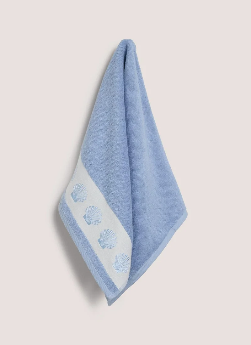 Matalan Blue Shell Border Hand Towel