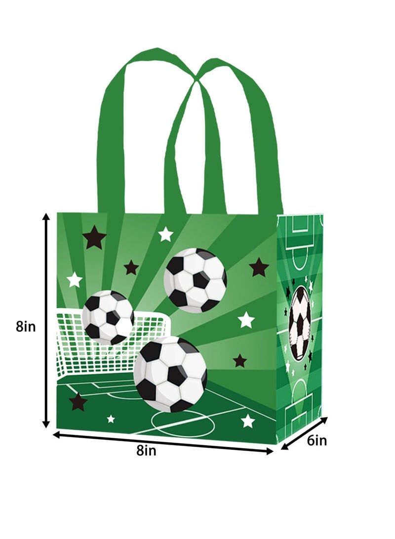 KASTWAVE 12 PCS Soccer Party Favor Bags, Reusable Soccer Theme Non Woven Goody Bag, Soccer Print Party Gift, Suitable for Sport Soccer Theme Birthday Party - Image 2