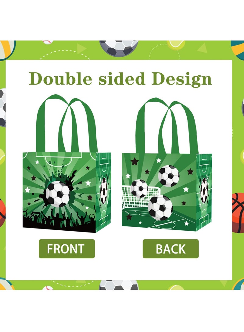 KASTWAVE 12 PCS Soccer Party Favor Bags, Reusable Soccer Theme Non Woven Goody Bag, Soccer Print Party Gift, Suitable for Sport Soccer Theme Birthday Party - Image 3