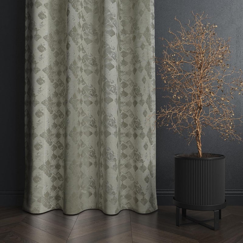 Parda Online Green 9 ft Jaquard Fabric Smash Design Eyelet Long Window Curtain - Pack of 2 - Image 3