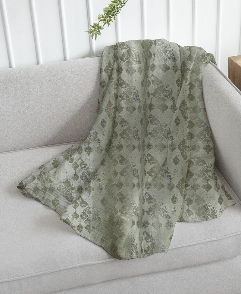 Parda Online Green 9 ft Jaquard Fabric Smash Design Eyelet Long Window Curtain - Pack of 2 - Image 4