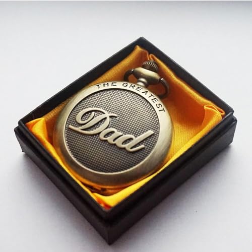FowWelt Vintage Pocket Watch Metal Keychain Retro Clock for Gifting with Key Ring Anti-Rust - Dad1 - Image 3