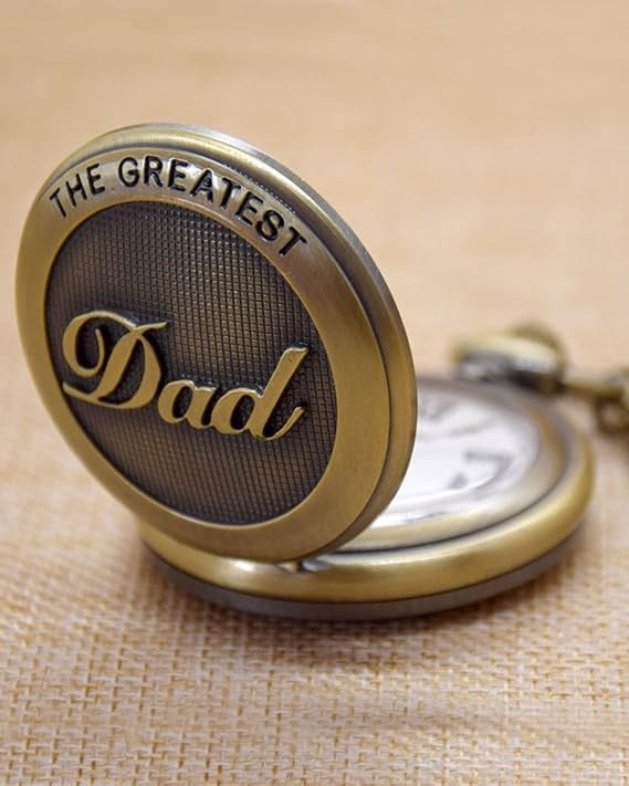 FowWelt Vintage Pocket Watch Metal Keychain Retro Clock for Gifting with Key Ring Anti-Rust - Dad1 - Image 2