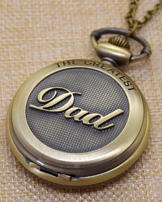FowWelt Vintage Pocket Watch Metal Keychain Retro Clock for Gifting with Key Ring Anti-Rust - Dad1 - Image 5