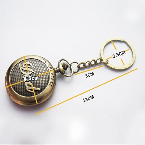 FowWelt Vintage Pocket Watch Metal Keychain Retro Clock for Gifting with Key Ring Anti-Rust - Dad1 - Image 4