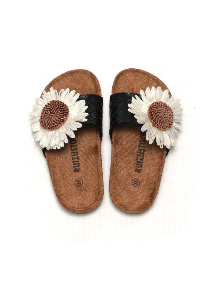 NIBEMINENT Slippers For Girls Fashion  Non-Slip Wear Comfort Children Shoes Sunflower Flat Bottom Slides Sandals Soft Sole Flip-Flops  - Image 4