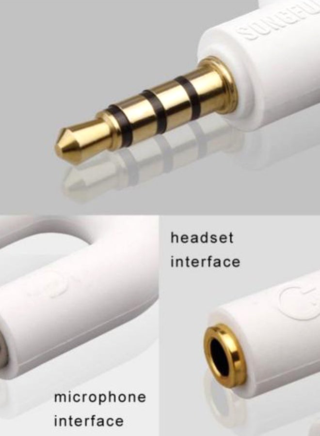 Headset Adapter Kit U Shape 3.5mm Y Splitter for Audio Headphone and MIC White - Image 2