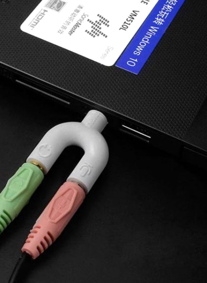 Headset Adapter Kit U Shape 3.5mm Y Splitter for Audio Headphone and MIC White - Image 1