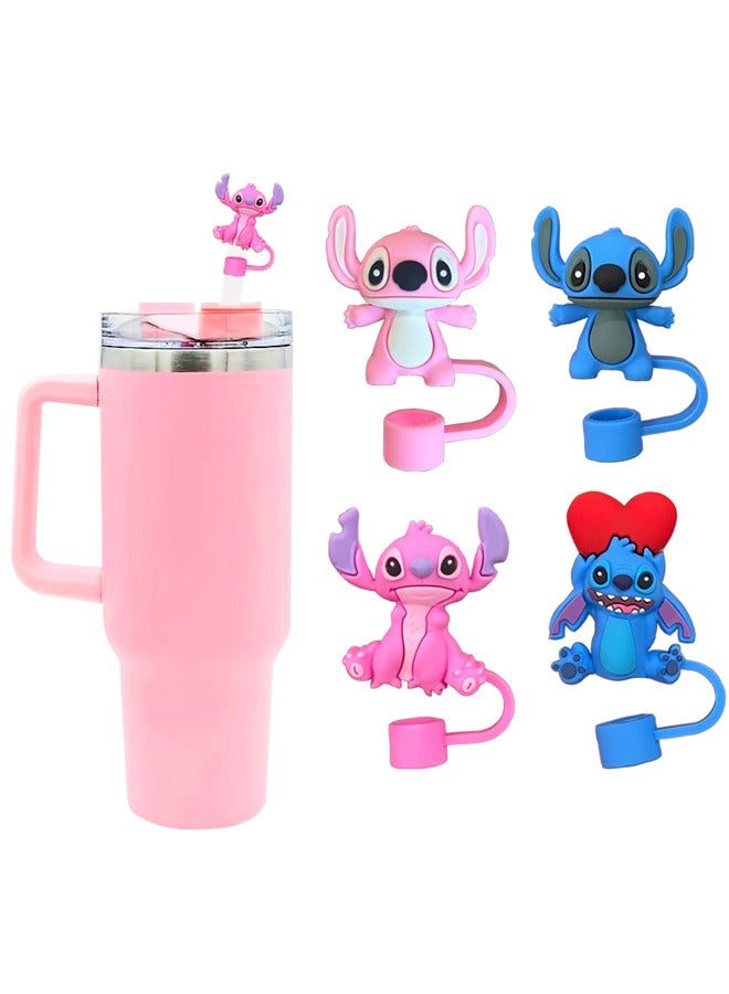 rocooart 4pcs 10mm anime Stitch Straw Cover fits Stanley 30 oz and 40 oz straw hat  - Image 1