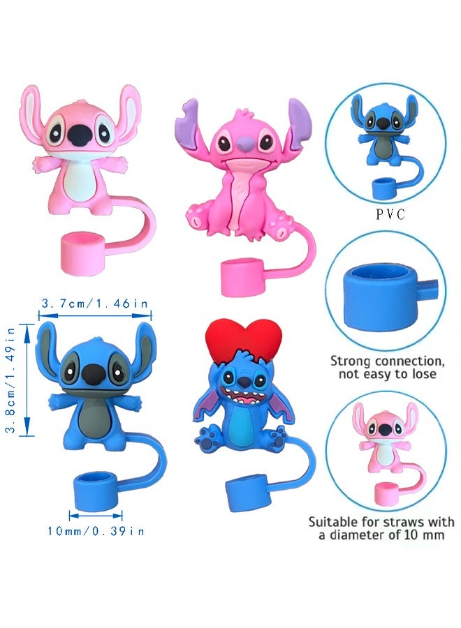 rocooart 4pcs 10mm anime Stitch Straw Cover fits Stanley 30 oz and 40 oz straw hat  - Image 2