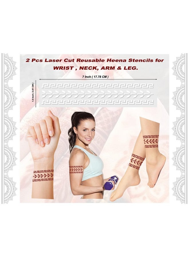 ivana's Set Of 20 Pcs Combo Pack, Reusable Mehandi Design Sticker Stencils For Both Hand | Mehendi Stencils For Hands | Quick And Easy To Use, For Girls, Women, Kids & Teen, D-2154 - Image 2