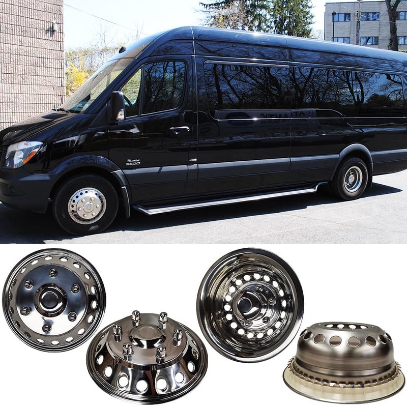 Deebior K16A 16 Polished Stainless Steel Dually Wheel Simulator4pcs Snap on Hubcaps6 Lug 18 Hand Hole Wheel Cover fit for 20122021 Dodge Mercedes and Freightliner Sprinter Van