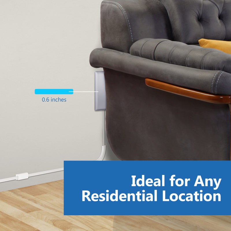 LIDER Flat-Face Outlet Extender with 3 Receptacles, Ultra-Thin Wall Plate Plug with Cord Extender and 3-Outlet Power Strip, 3ft Cord, ETL Listed, LWE3-315-SV, Silver - Image 4