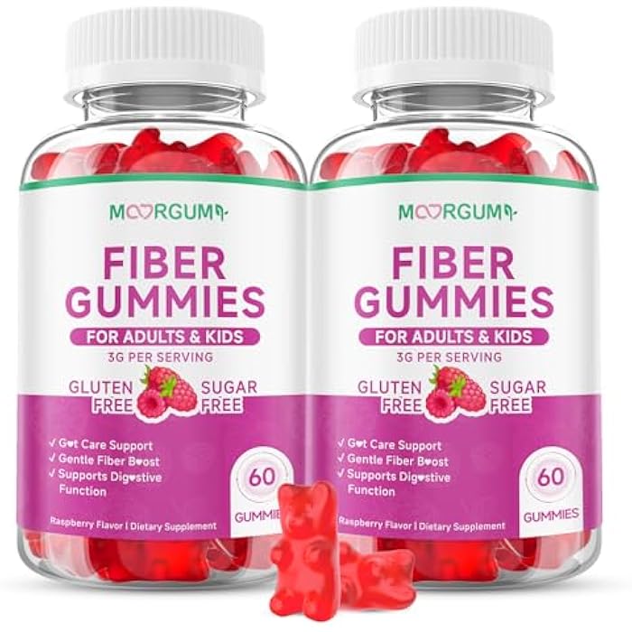 MOORGUMY Fiber Gummies for Digestive Health & Regularity, Sugar-Free High Fiber Supplement for Adults & Kids, Soluble Dietary Fiber, Vegan Fiber Supplements for Men & Women, 120 Count - Image 1