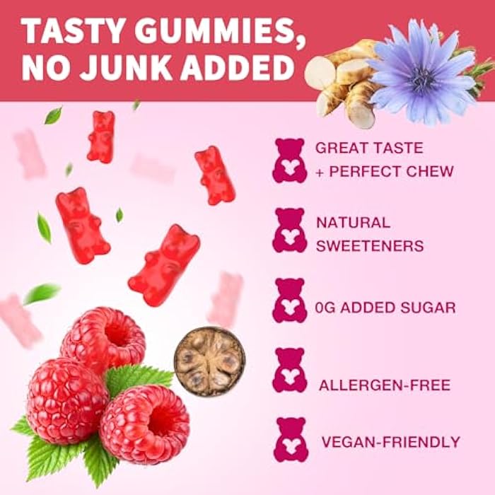 MOORGUMY Fiber Gummies for Digestive Health & Regularity, Sugar-Free High Fiber Supplement for Adults & Kids, Soluble Dietary Fiber, Vegan Fiber Supplements for Men & Women, 120 Count - Image 3