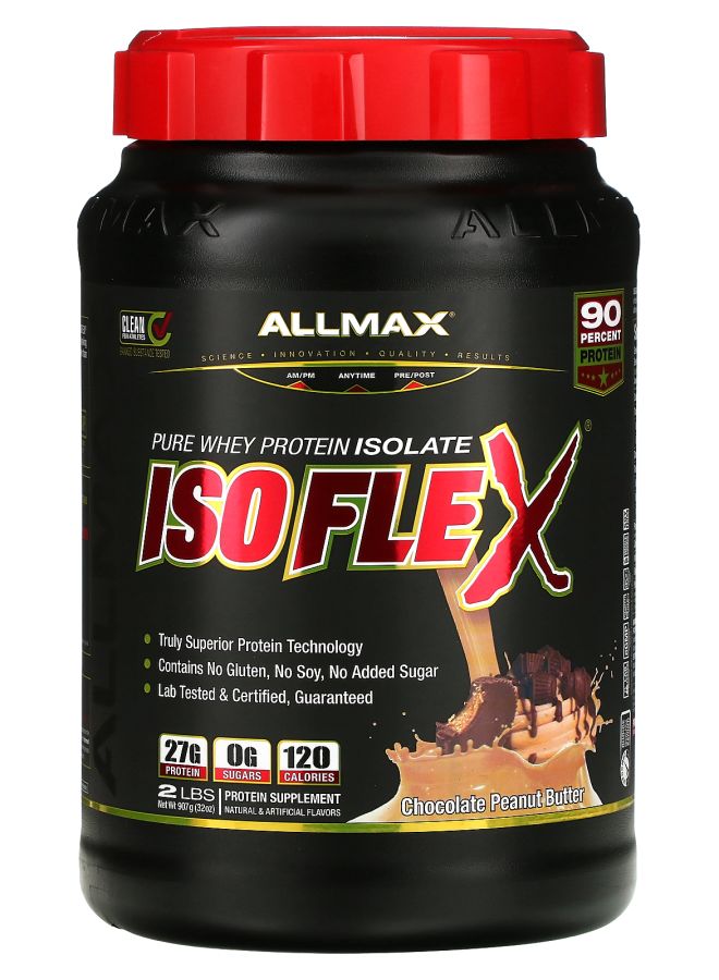 Allmax آيزوفليكس® بروتين مصل اللبن النقي مع نكهة الشوكولاتة وزبدة الفول السوداني 2 رطل (907 جرام)