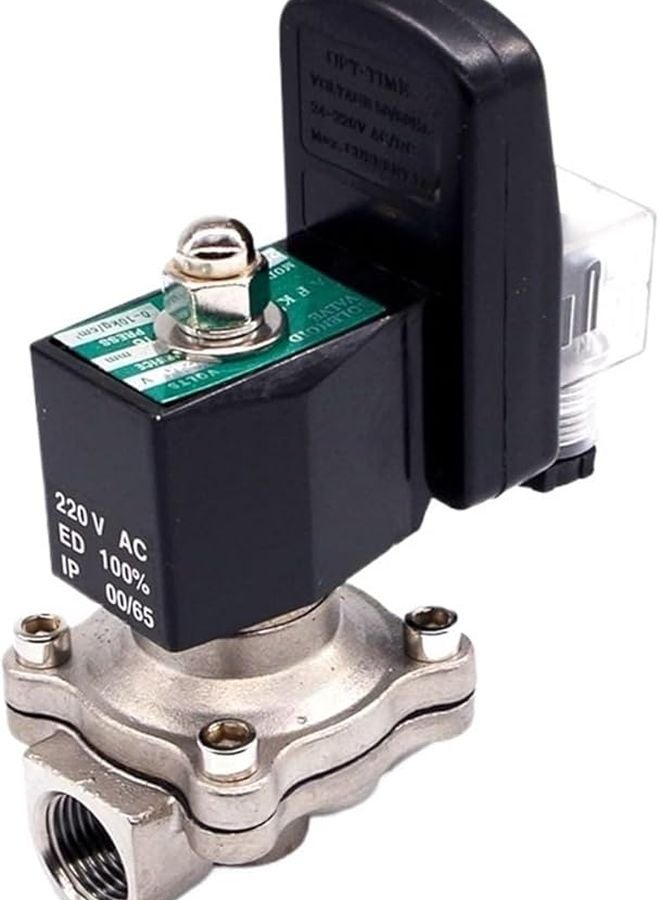 صمام الماء الكهرومغناطيسي من الفولاذ المقاوم للصدأ عالي الحرارة مغلق عادةً 24 فولت تيار مستمر 220 فولت تيار متردد مع مؤقت 3 8 بوصة 220 فولت تيار متردد EPDM - Image 5