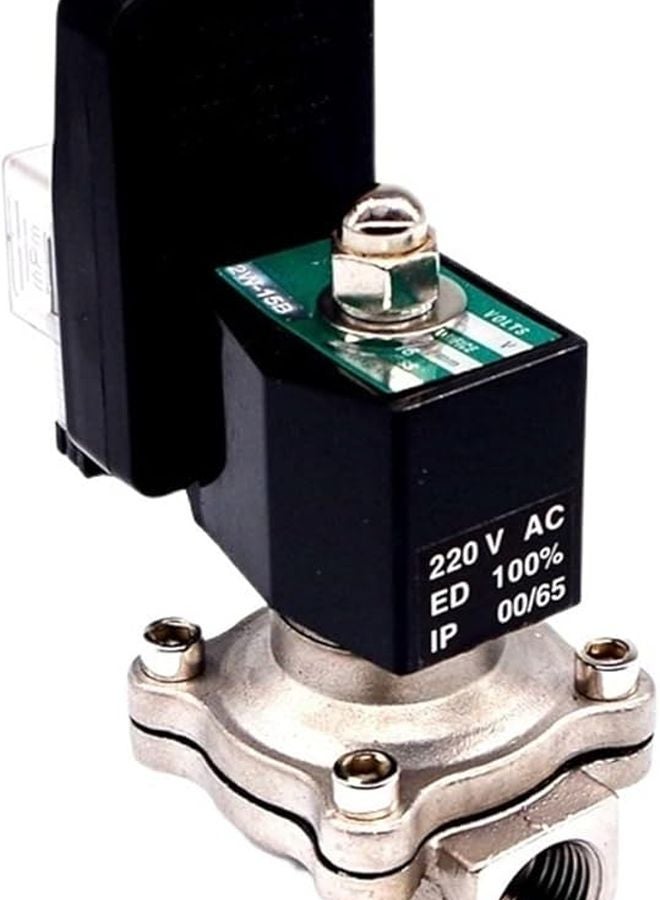 صمام الماء الكهرومغناطيسي من الفولاذ المقاوم للصدأ عالي الحرارة مغلق عادةً 24 فولت تيار مستمر 220 فولت تيار متردد مع مؤقت 3 8 بوصة 220 فولت تيار متردد EPDM - Image 4