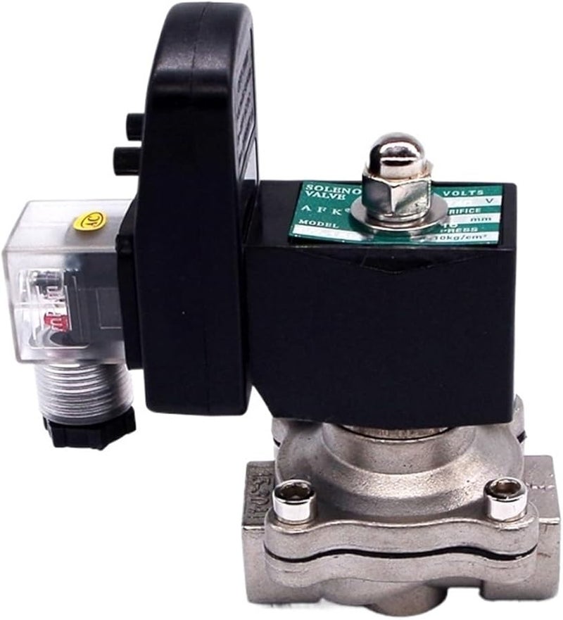 صمام الماء الكهرومغناطيسي من الفولاذ المقاوم للصدأ عالي الحرارة مغلق عادةً 24 فولت تيار مستمر 220 فولت تيار متردد مع مؤقت 3 8 بوصة 220 فولت تيار متردد EPDM - Image 3