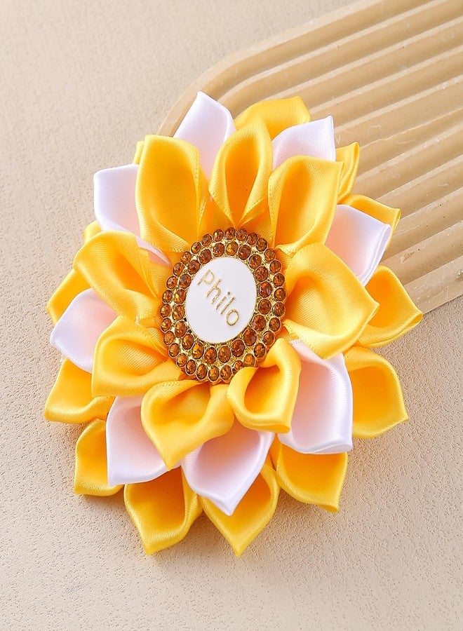 HUSURU Handmade Layers Silk Ribbon Flower Corsage Society Greek Letters Philo Brooch Pin Women Party Gifts Jewelry - Image 5