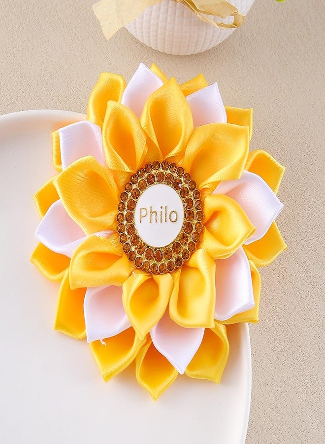 HUSURU Handmade Layers Silk Ribbon Flower Corsage Society Greek Letters Philo Brooch Pin Women Party Gifts Jewelry - Image 4