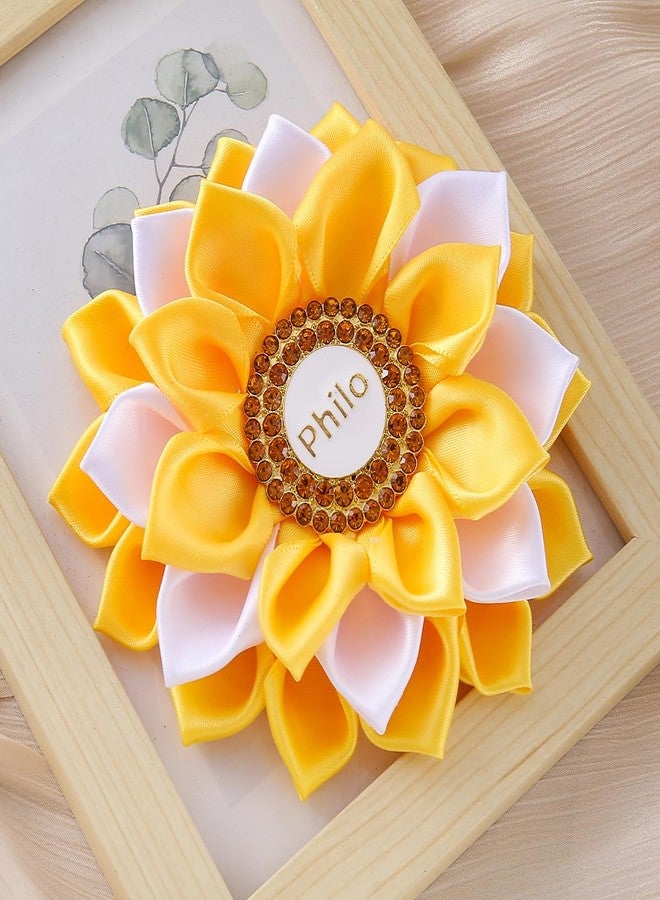HUSURU Handmade Layers Silk Ribbon Flower Corsage Society Greek Letters Philo Brooch Pin Women Party Gifts Jewelry - Image 3