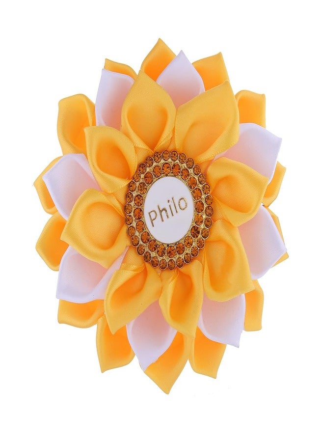 HUSURU Handmade Layers Silk Ribbon Flower Corsage Society Greek Letters Philo Brooch Pin Women Party Gifts Jewelry - Image 1
