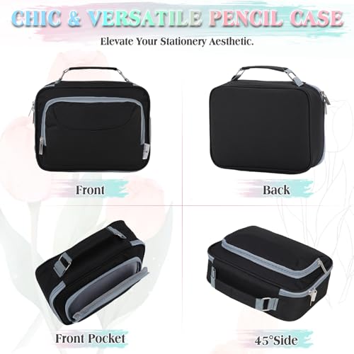 VX VONXURY Large Pen Pencil Case,VONXURY High Capacity Art Colored Pencil Pouch Portable Stationery Organizer With 2 Detachable Layers 54 Slots Multiple Zipper Pockets for School Office College - Image 5