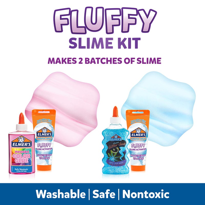 ELMER'S Elmerâ€™s Fluffy Slime Kit, Includes Translucent Color Glue, Glitter Glue, Fluffy Slime Activator, 4 Count - Perfect for Parties, Gift, Activity Time - Image 3