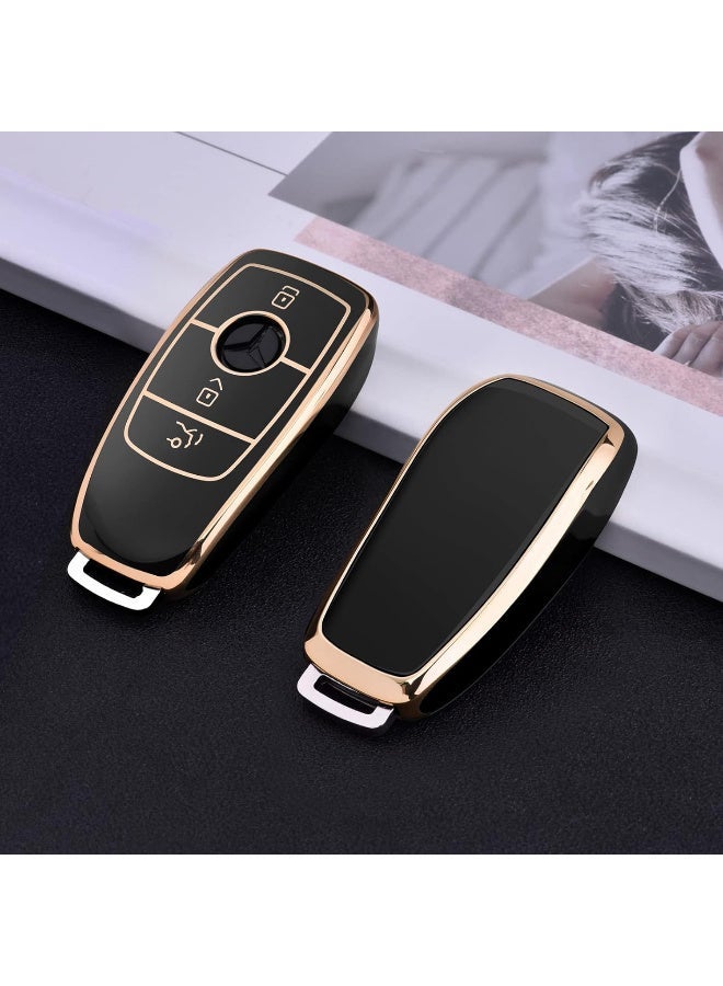 Key Cover for Mercedes for Mercedes Benz E Class W205  (Golden Edge-Black) - Image 2