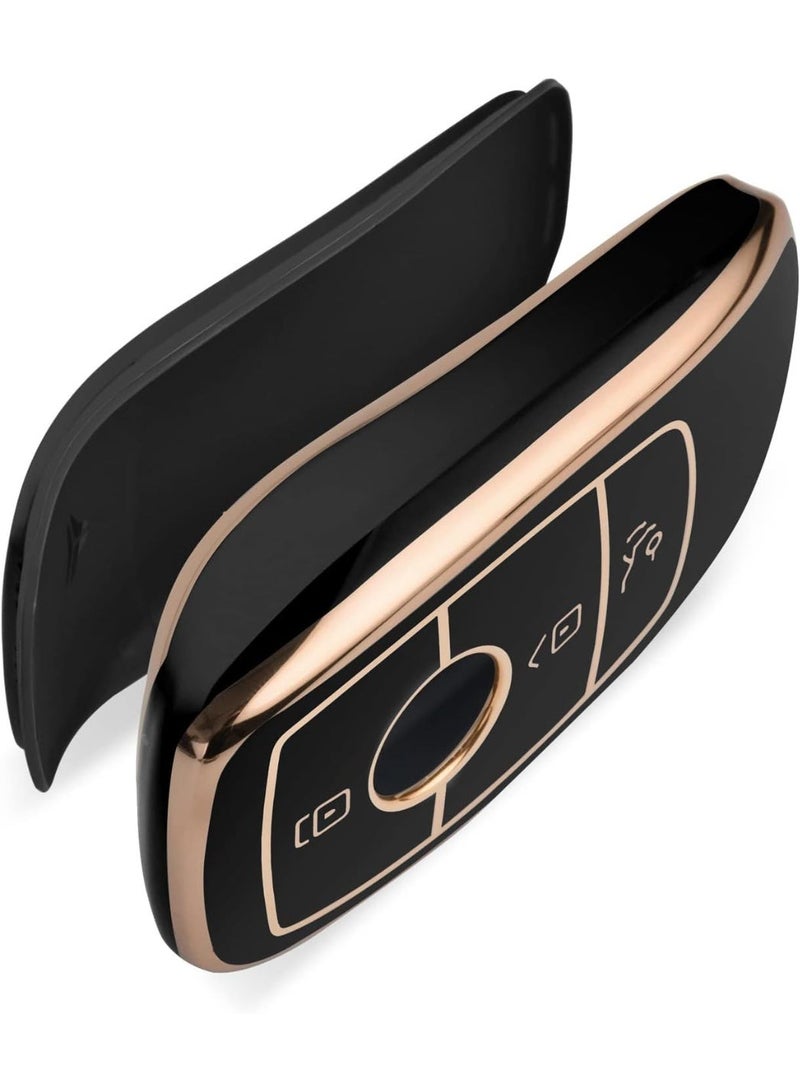 Key Cover for Mercedes for Mercedes Benz E Class W205  (Golden Edge-Black) - Image 4