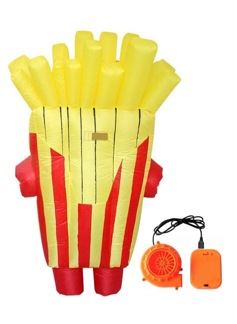 Inflatable Costume Adult,Blow Up French Fries Suit,Full Body Chips Halloween Costumes for Men Women - Image 1