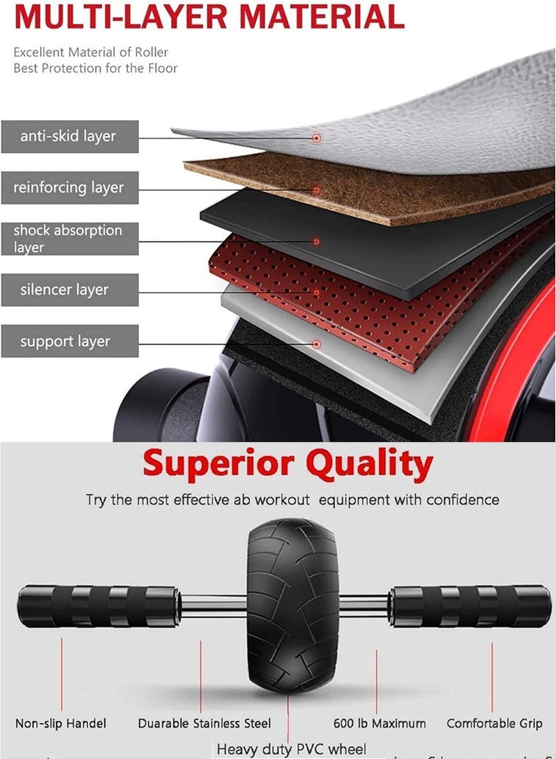 ISHWAZ Ab Roller Wheel, Ultra Wide Ab Wheel Roller Exercise Equipment for Abdominal and Core Strength Training with Knee Pad, Abdominal Roller Wheel, Abs Workout Equipment for Home Gym Fitness - Image 4