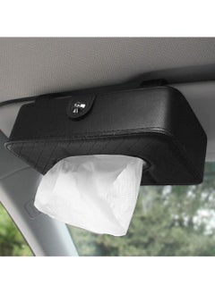 Generic Car Tissue Holder, Car Sun Visor Napkin Holder, Hanging Paper Towel Clip, Tissue Paper Holder Dispenser, Napkin Tissue Tray Container, PU Leather Backseat Tissue Paper Box for Car, Black  - Image 2