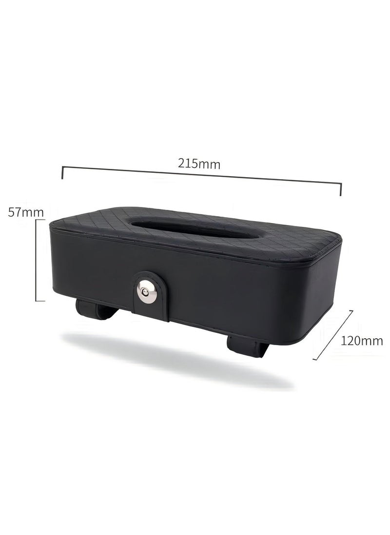 Generic - Car Tissue Holder, Car Sun Visor Napkin Holder, Hanging Paper Towel Clip, Tissue Paper Holder Dispenser, Napkin Tissue Tray Container, PU Leather Backseat Tissue Paper Box for Car, Black - Image 1
