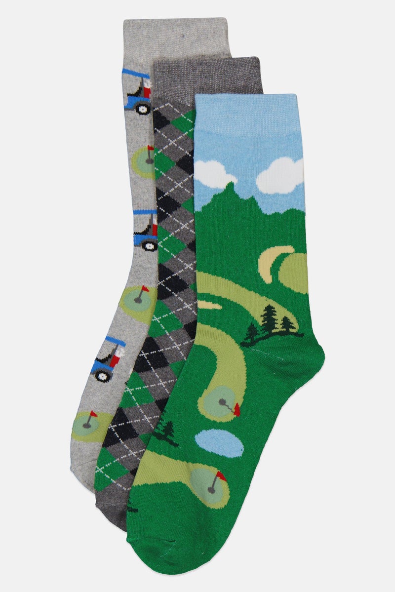The Orrsum Sock Co Men 3 Pack Graphic Print Golf Socks, Multicolor - Image 1