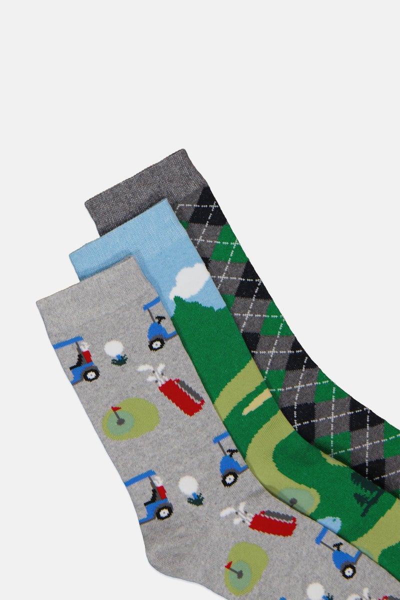 The Orrsum Sock Co Men 3 Pack Graphic Print Golf Socks, Multicolor - Image 2
