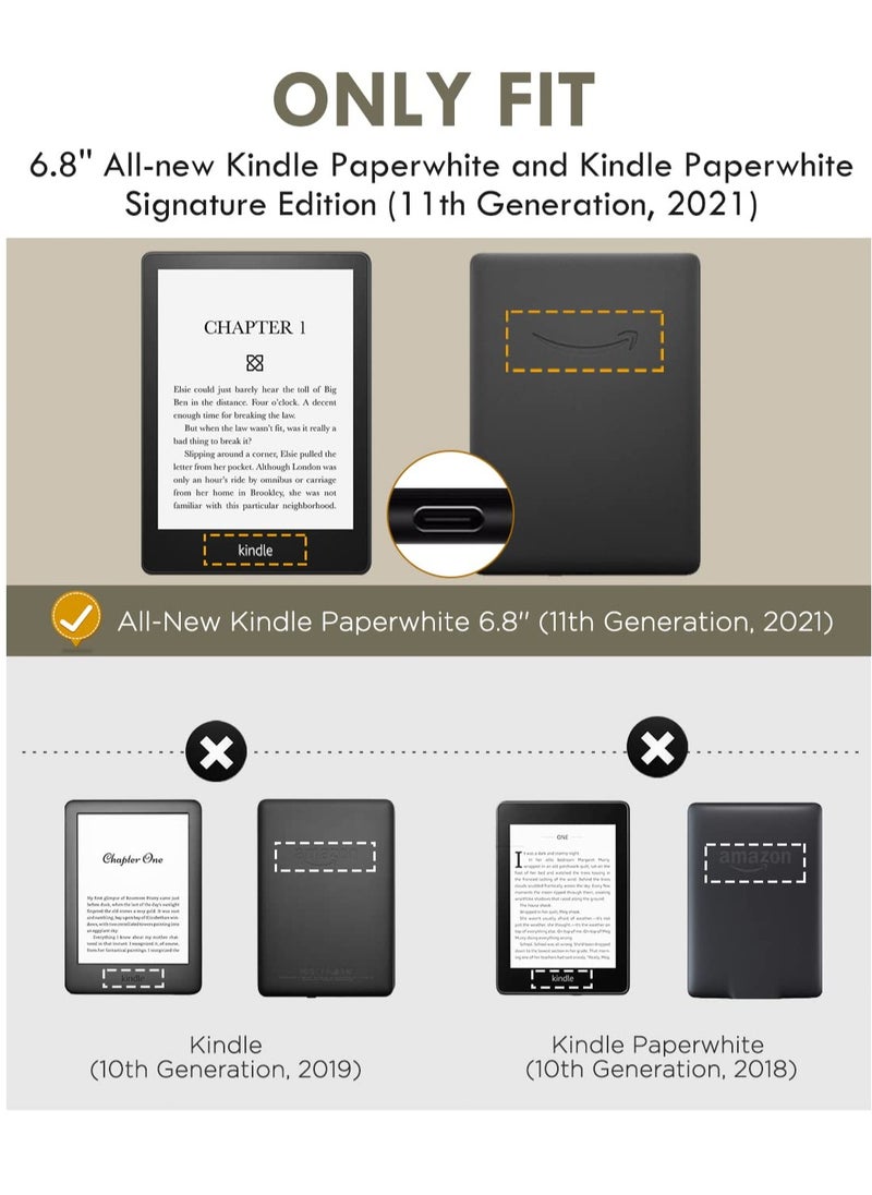 Case for 6.8" Kindle Paperwhite 11th Generation 2021 and Kindle Signature Edition, Lightweight Shell Cover with Auto Wake/Sleep, Smart PU Leather Protective E Reader Cover, Gray Forest