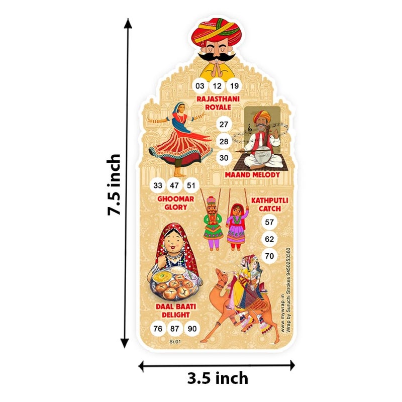 Suruchi Strokes Rajasthani Theme Tambola Ticket | Traditional Festival | Marwari Kitty Party Game (50 Ticket) - Image 2